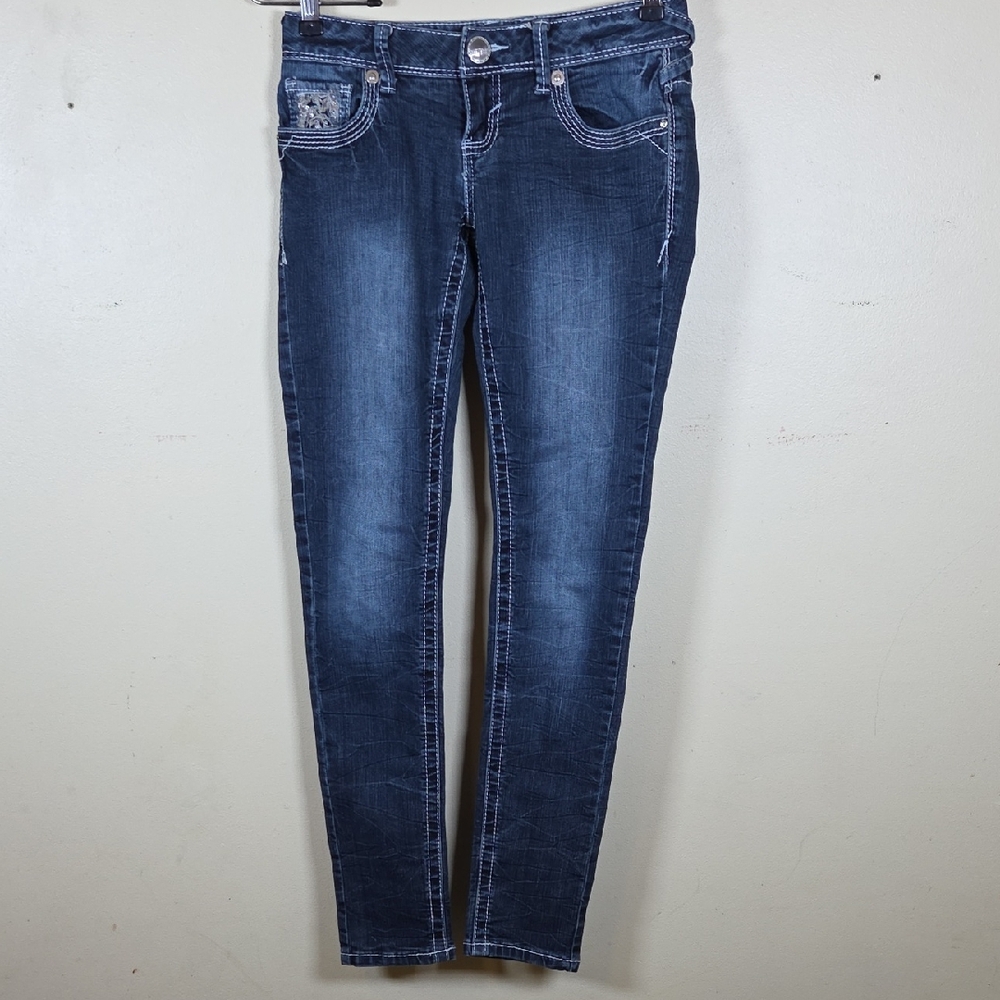 Amethyst Jeans Women’s Size 0 26x29 Measured Low Rise Skinny Stretch Denim